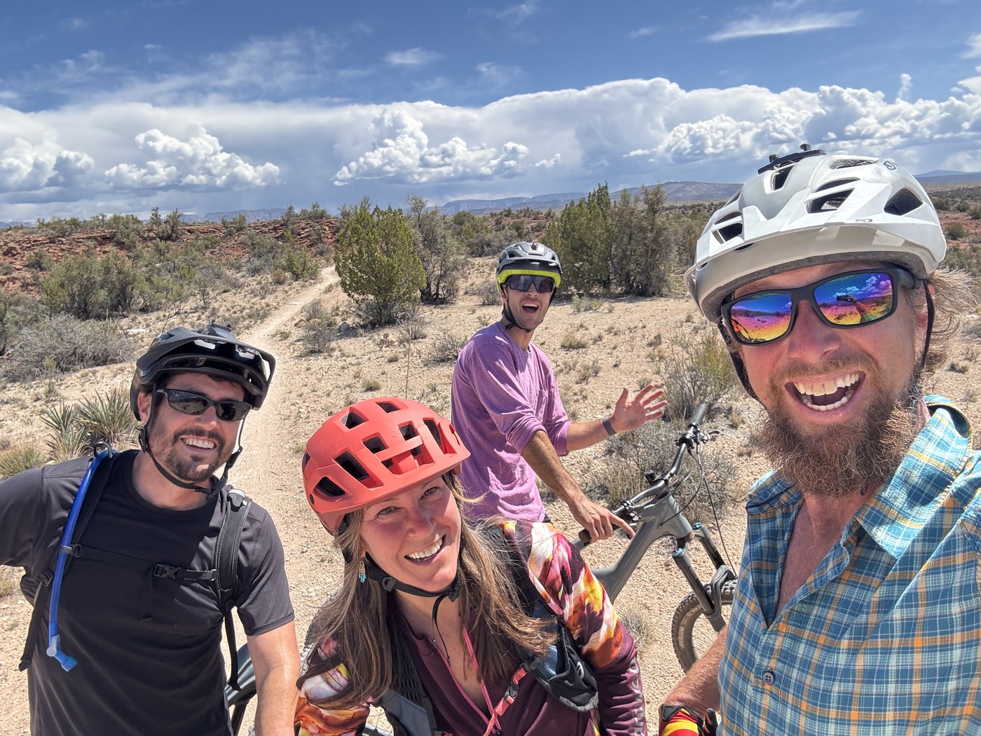 Happy group of riders on the trail