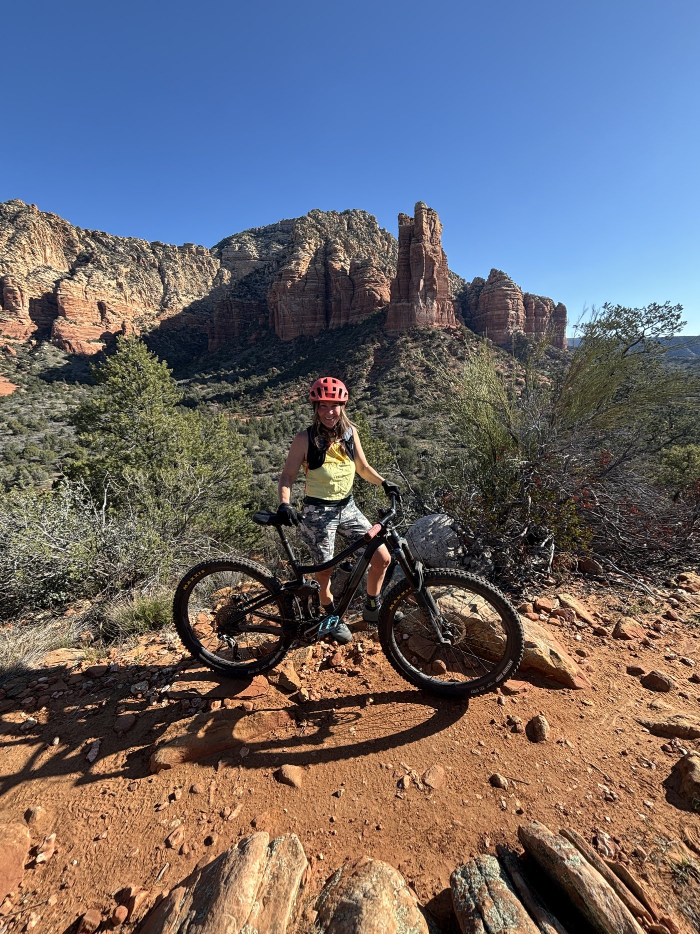 Woman rider with Sedona red rock backdrop